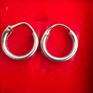 Sterling Silver Hoop Earrings - White Silver Tone